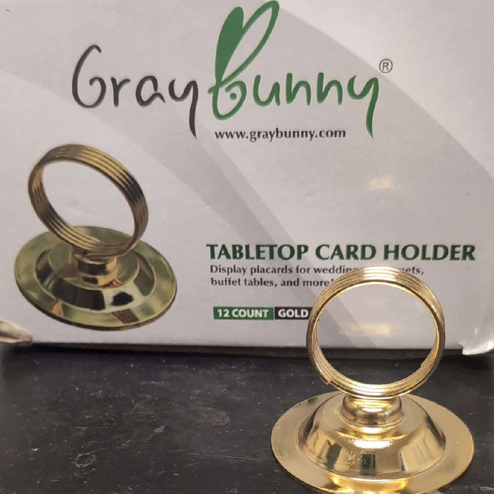 Gray‎ Bunny Gold Tabletop Card Holder